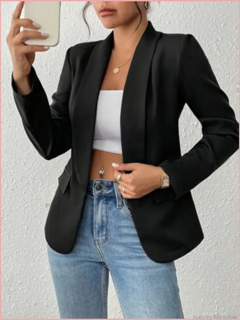Shawl Collar Blazer Long Sleeve Open Front Slim Fit Work Office Jacket